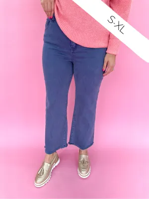 Acid Wash Crop Straight Pant - Blackberry