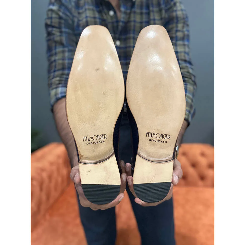 Blue Mirror Glossed Patina Animal Print Penny Loafers With Italian Leather Soles