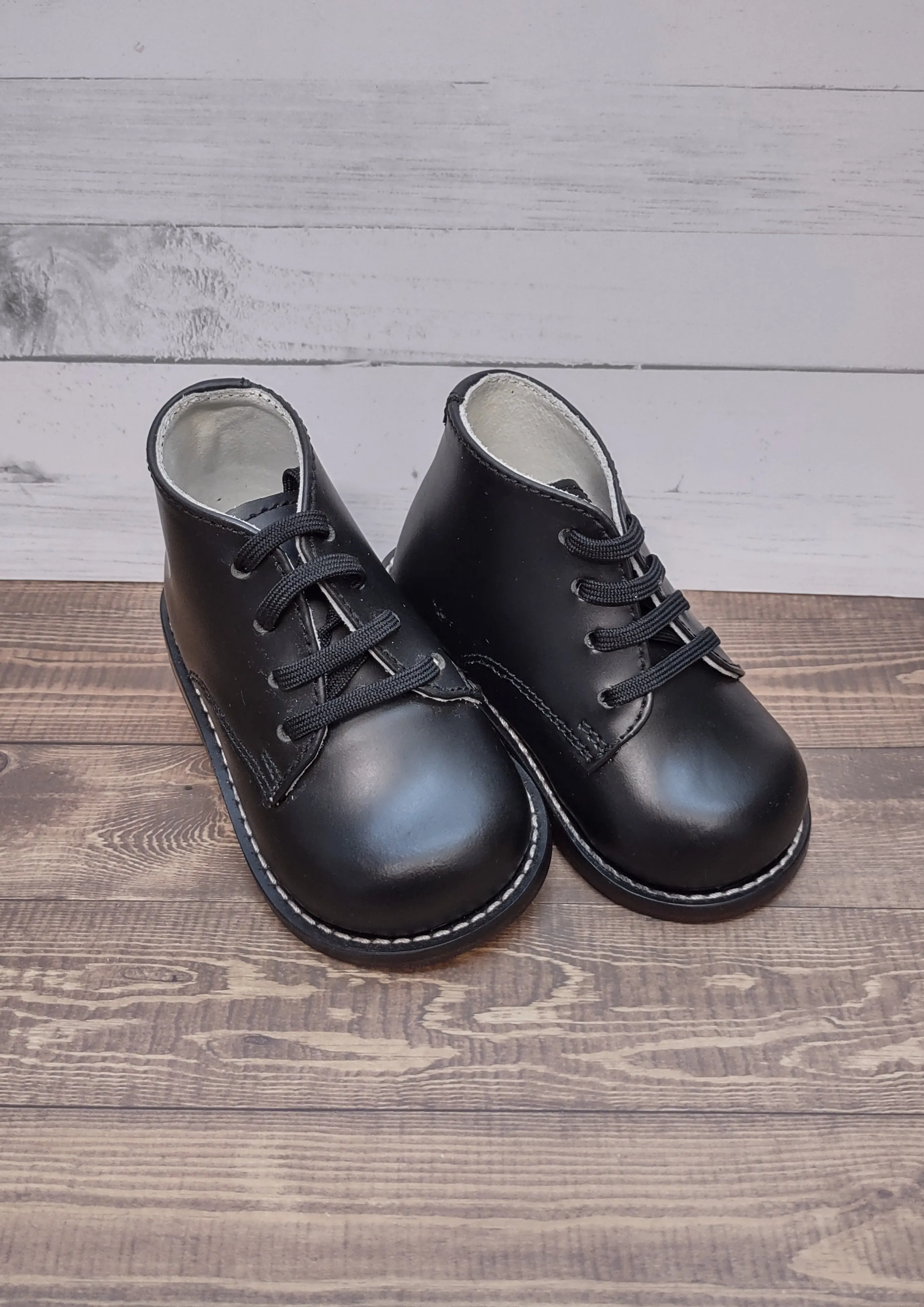 Boys Black Leather Walking Shoes