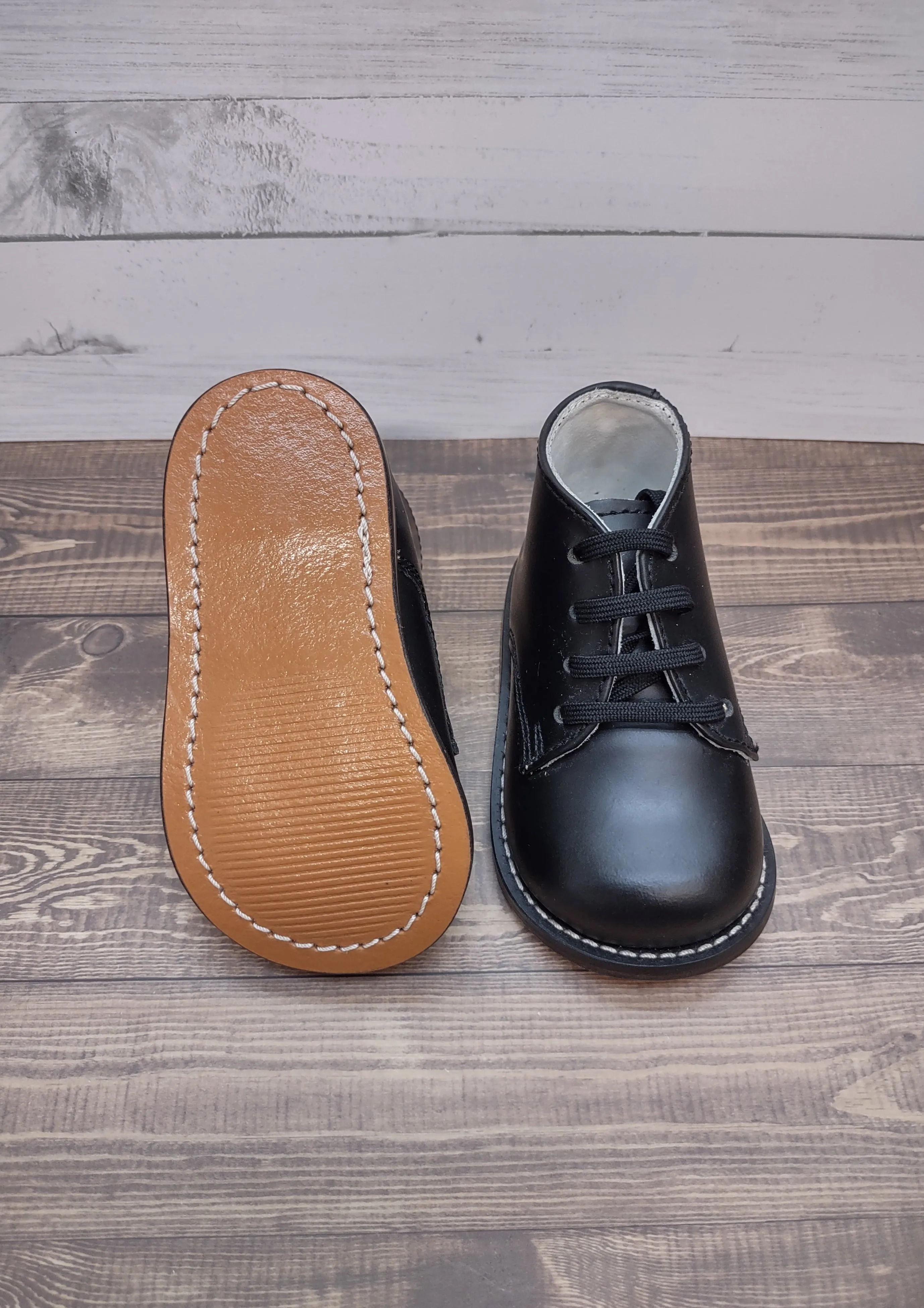 Boys Black Leather Walking Shoes