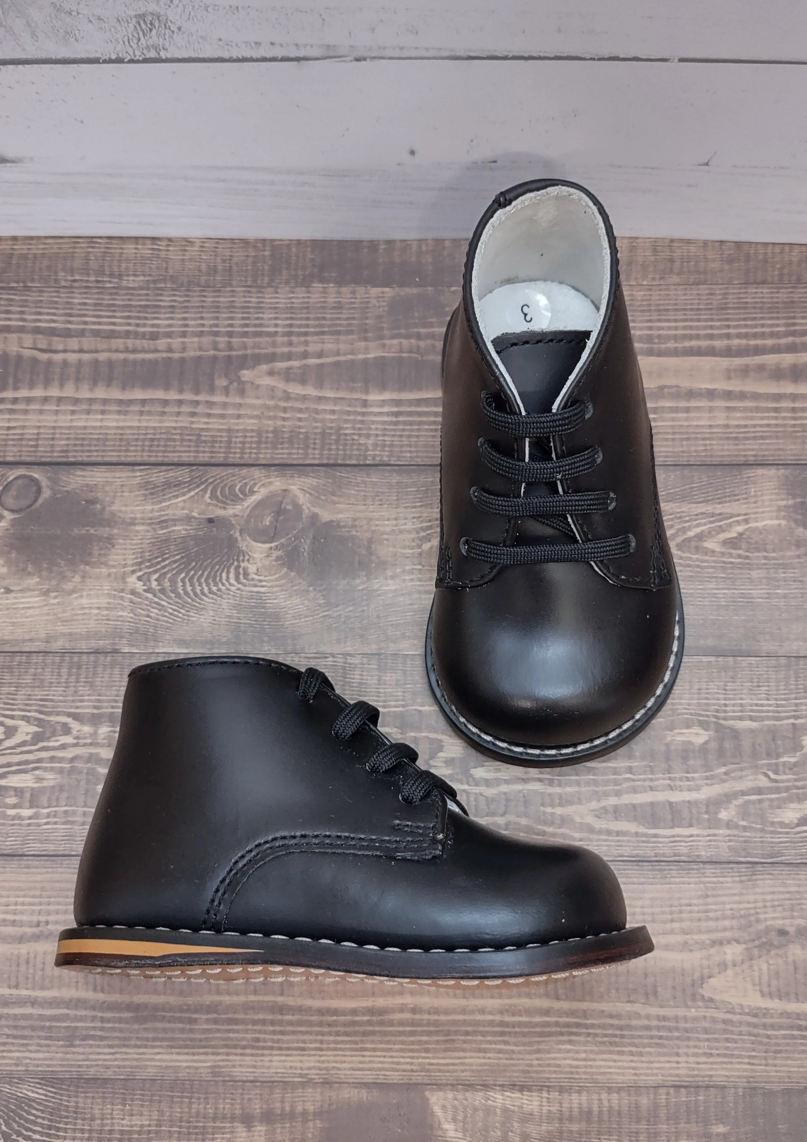 Boys Black Leather Walking Shoes