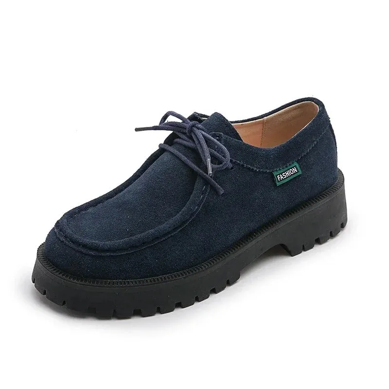 Classic Suede Lace-up Loafer Shoes for Women