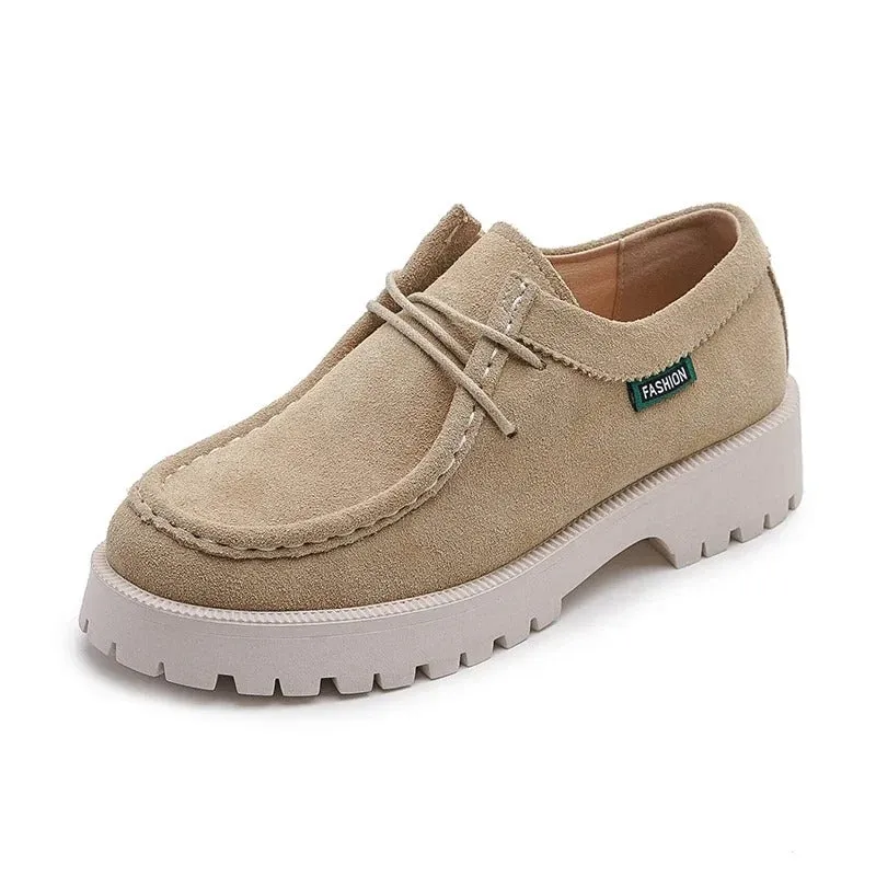 Classic Suede Lace-up Loafer Shoes for Women