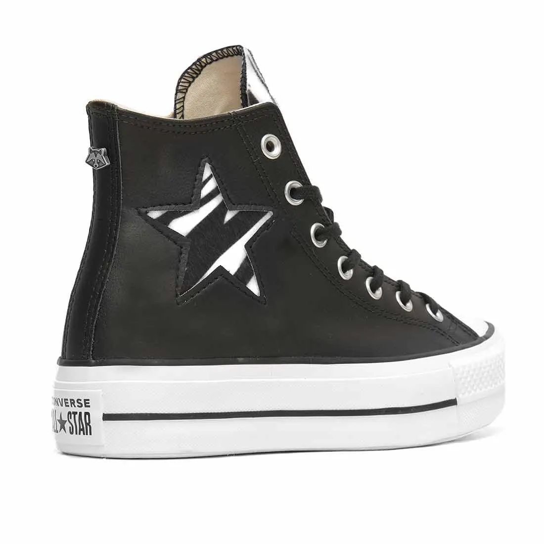 Converse All Star Platform in Pelle Stella Zebrata