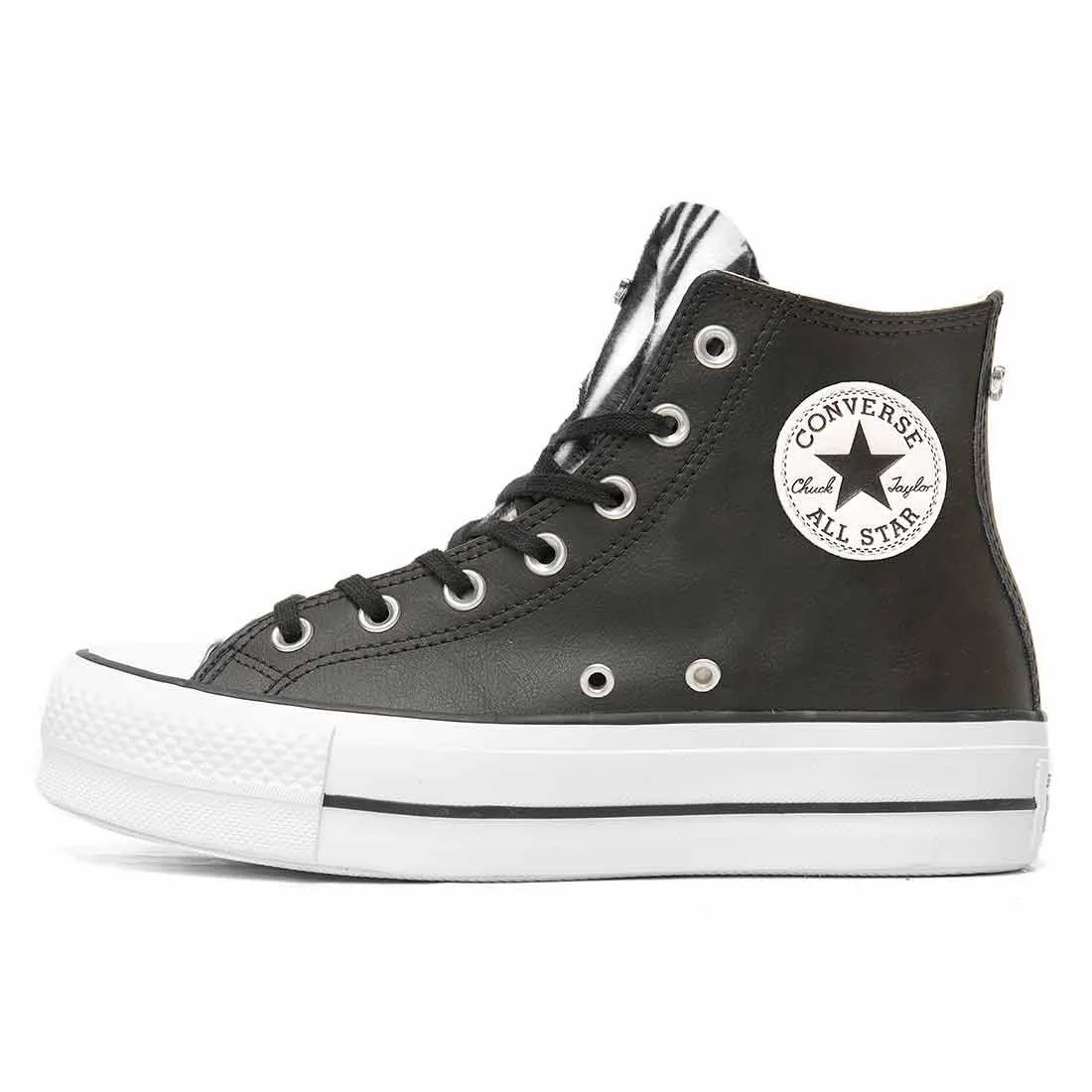 Converse All Star Platform in Pelle Stella Zebrata