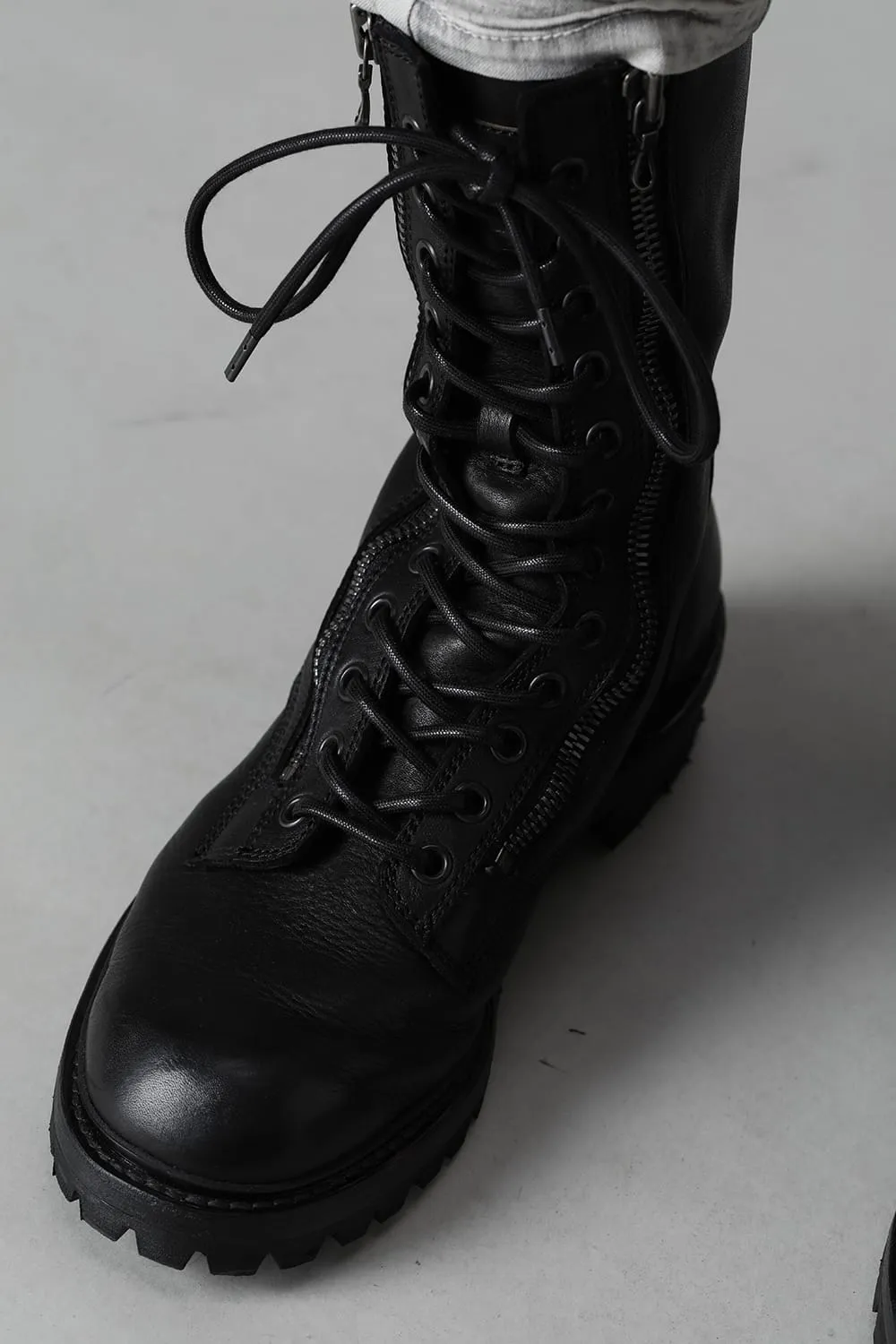 Cow Skin Lace Up Boots