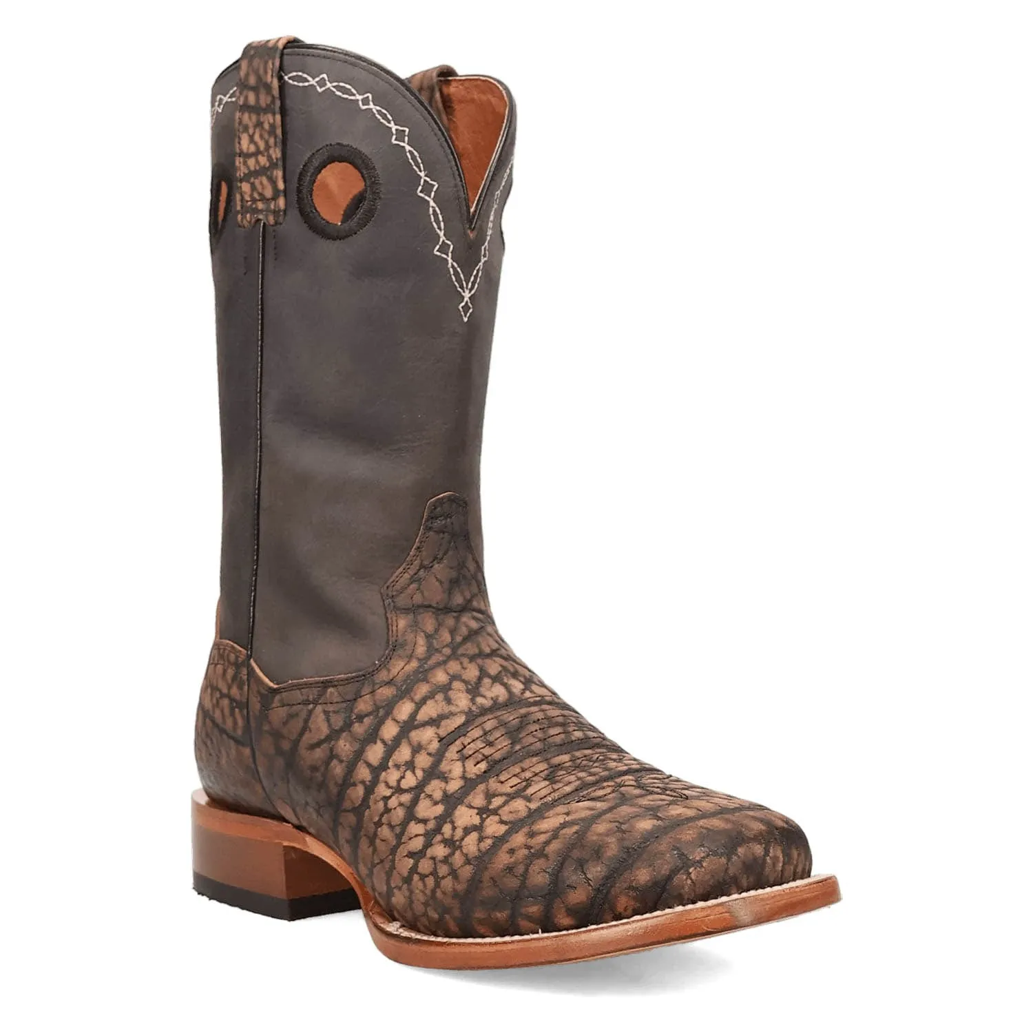 Dan Post Mens Murray Coffee/Black Bison Leather Cowboy Boots