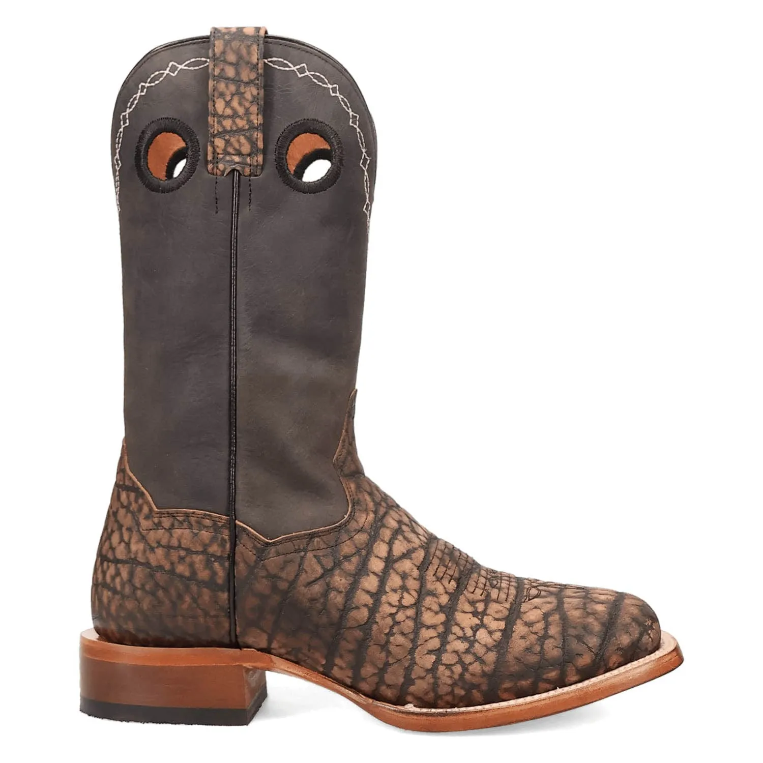Dan Post Mens Murray Coffee/Black Bison Leather Cowboy Boots