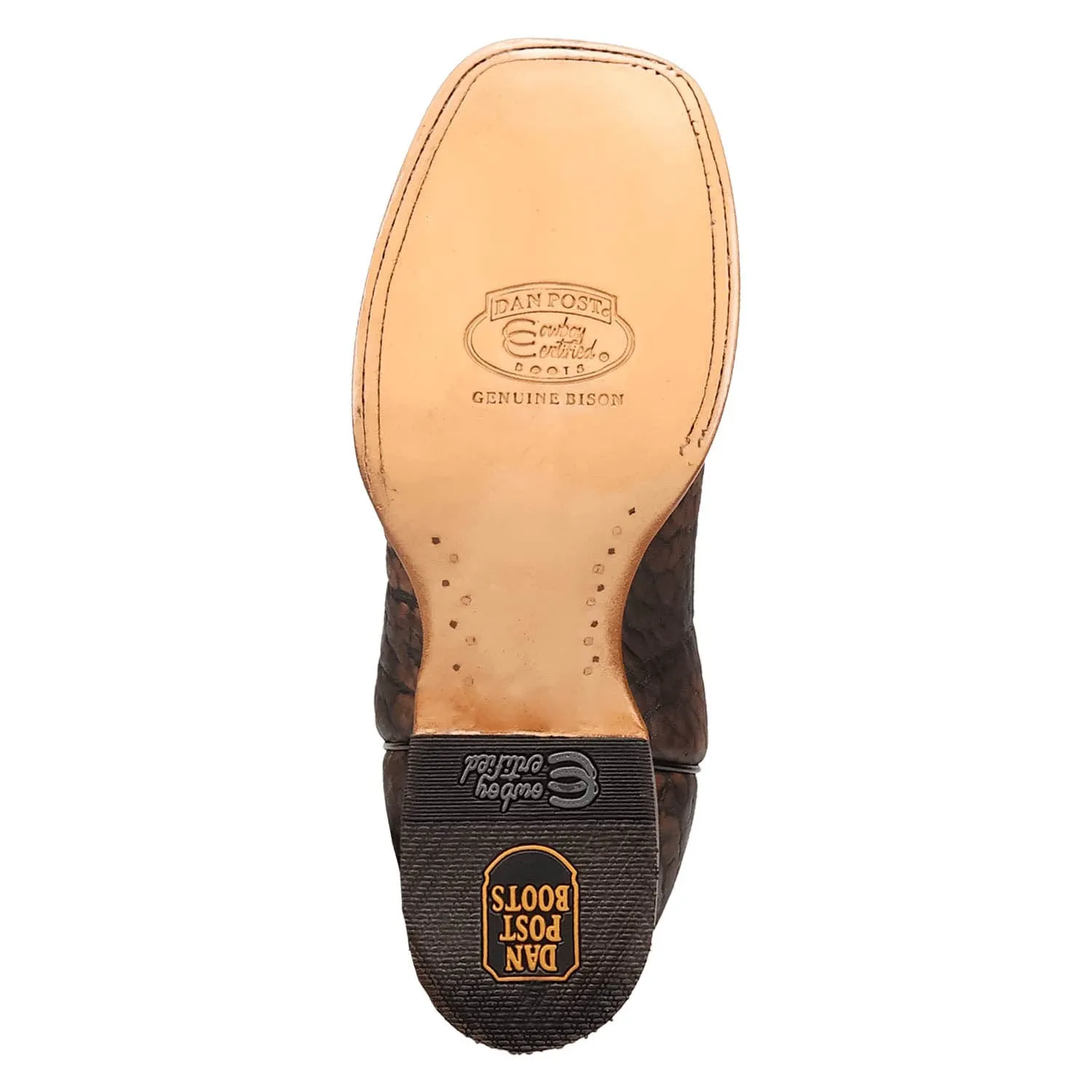 Dan Post Mens Murray Coffee/Black Bison Leather Cowboy Boots