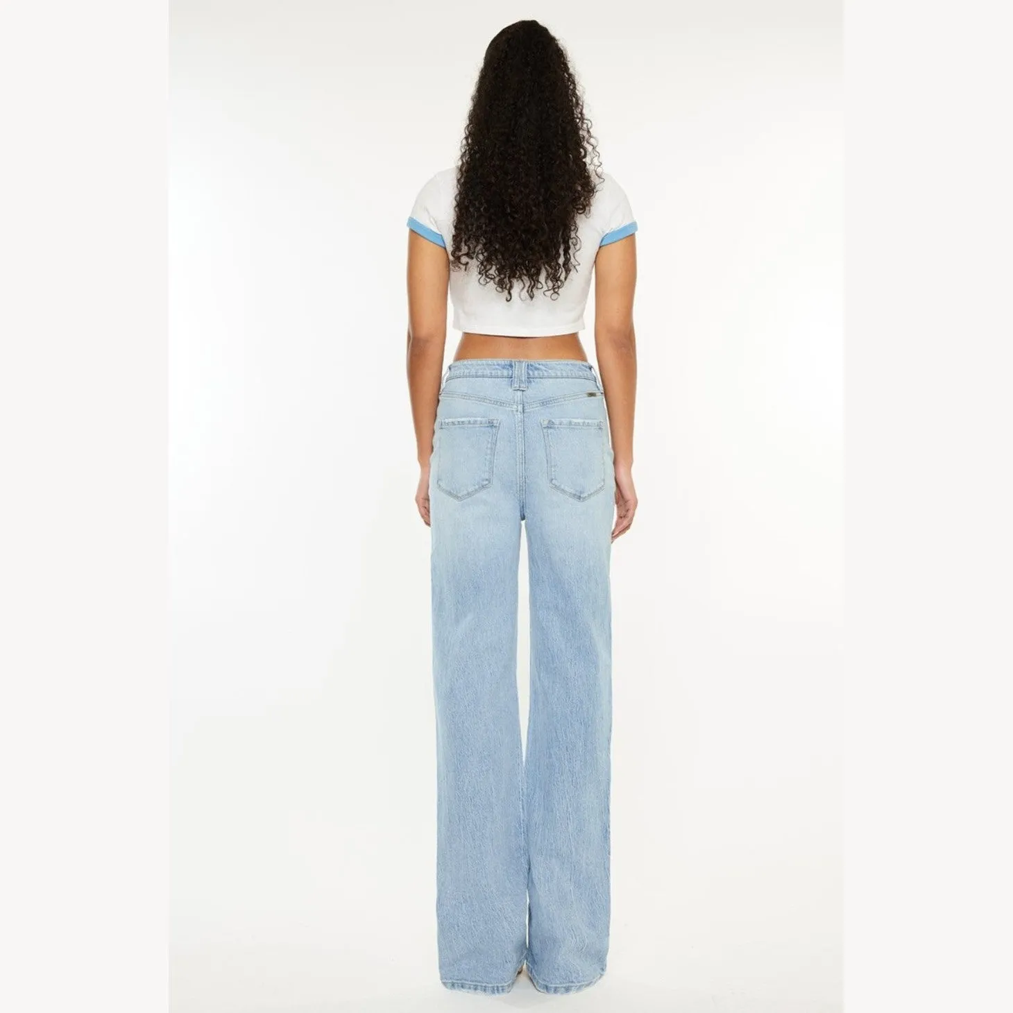 Distressed High Waist Straight Jeans