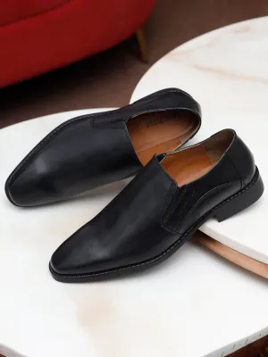 Handmade Italian Leather Formal Slipons Jet Black Shoes for Men