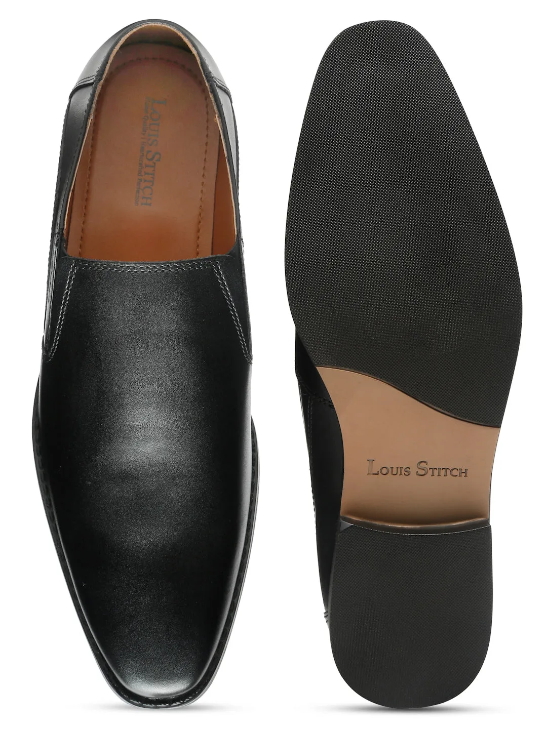Handmade Italian Leather Formal Slipons Jet Black Shoes for Men
