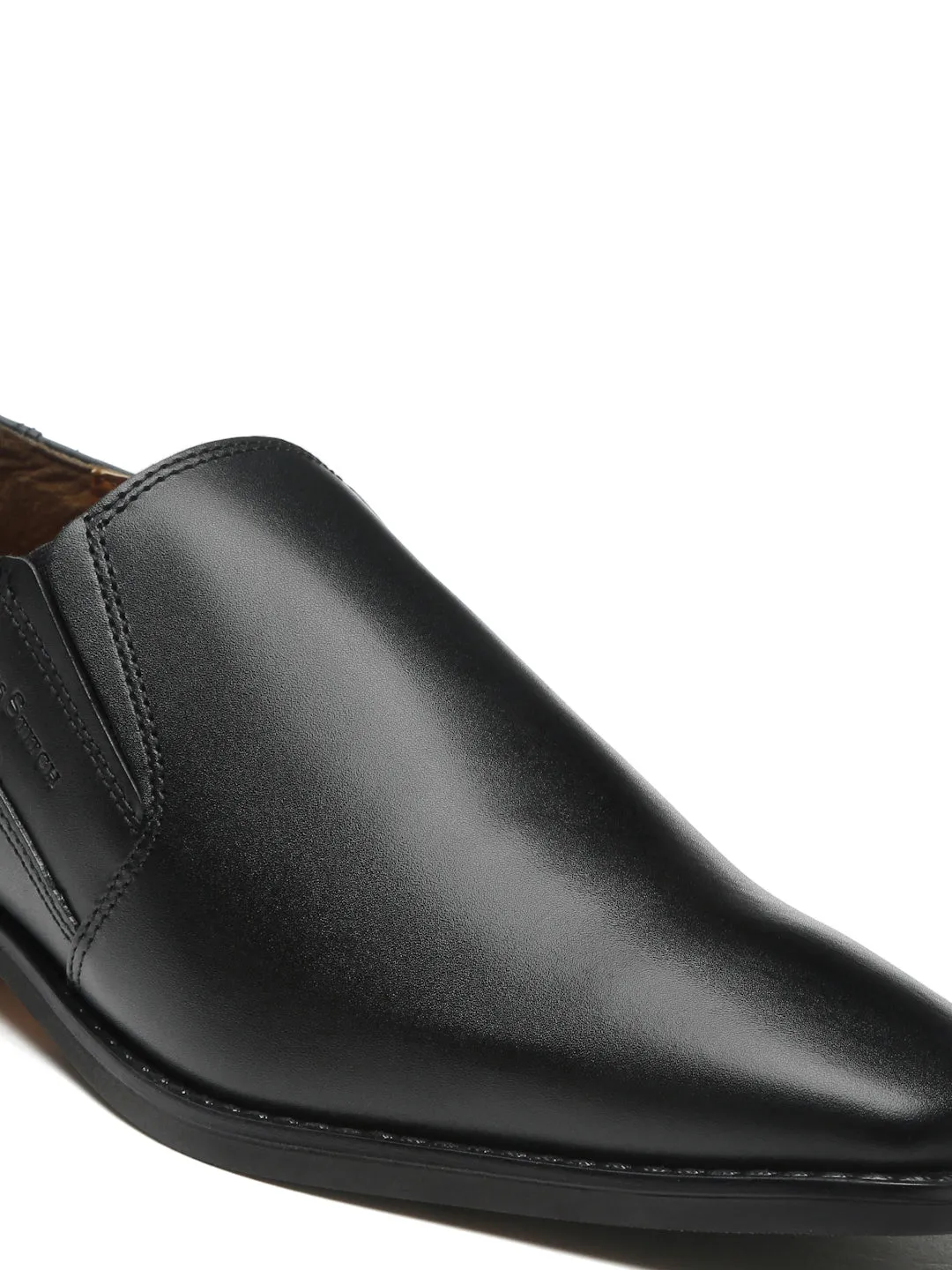 Handmade Italian Leather Formal Slipons Jet Black Shoes for Men