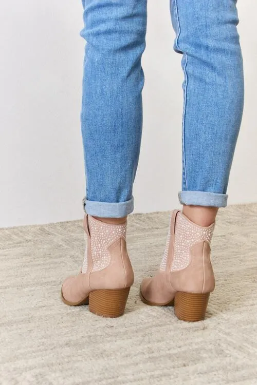 Hazel Blues® |  East Lion Corp Rhinestone Ankle Cowgirl Booties