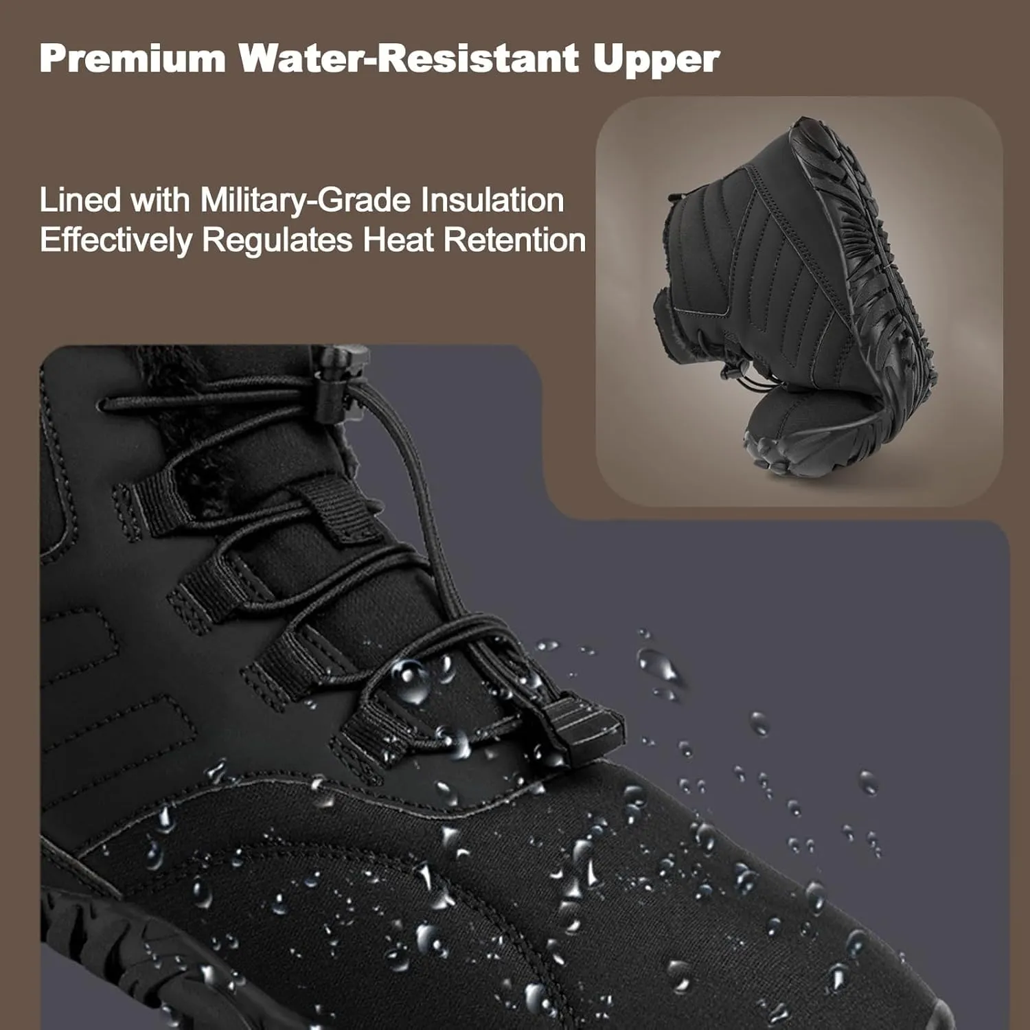 Hike Winter Footwear Waterproof Barefoot Boots Shoes,Non-Slip Walking Hiking Boots for Women Men Trail Running Shoes