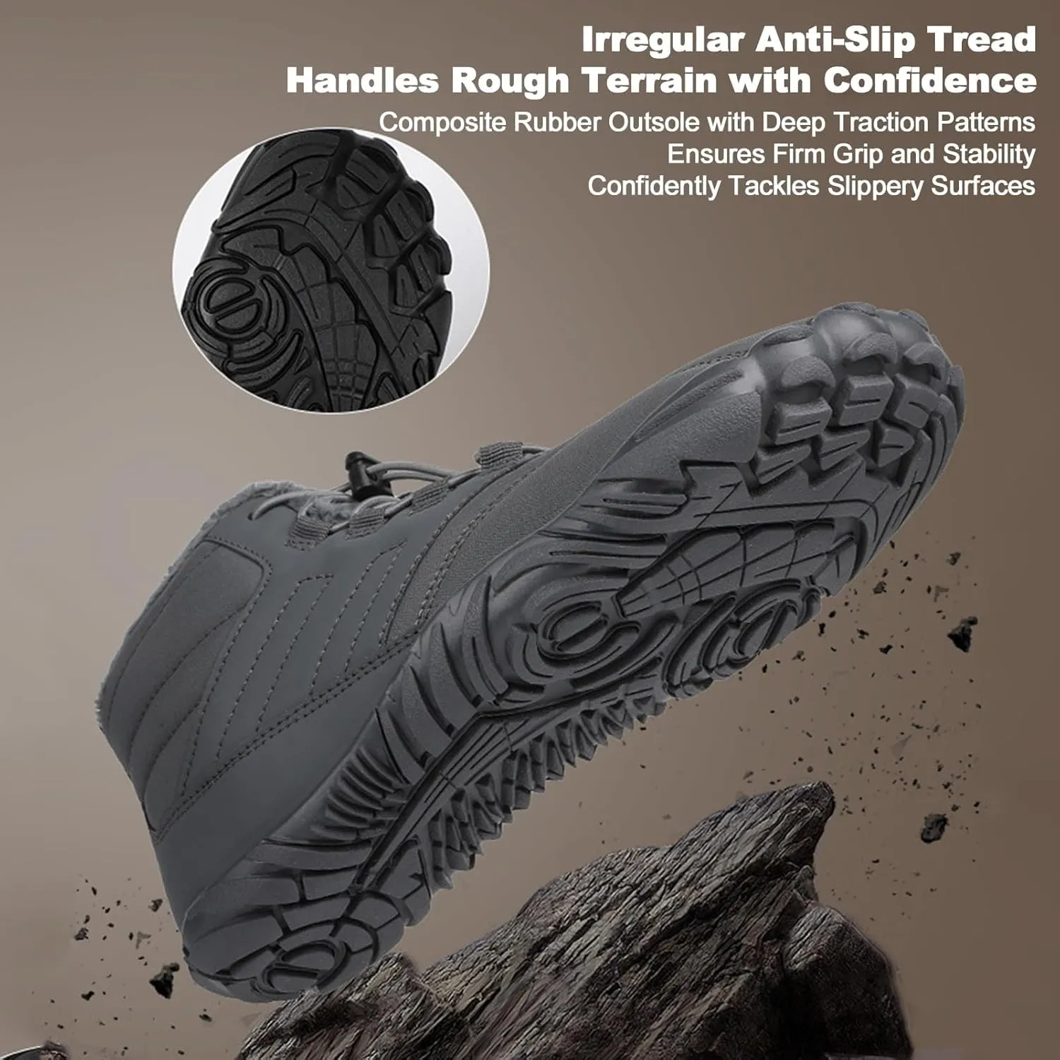 Hike Winter Footwear Waterproof Barefoot Boots Shoes,Non-Slip Walking Hiking Boots for Women Men Trail Running Shoes