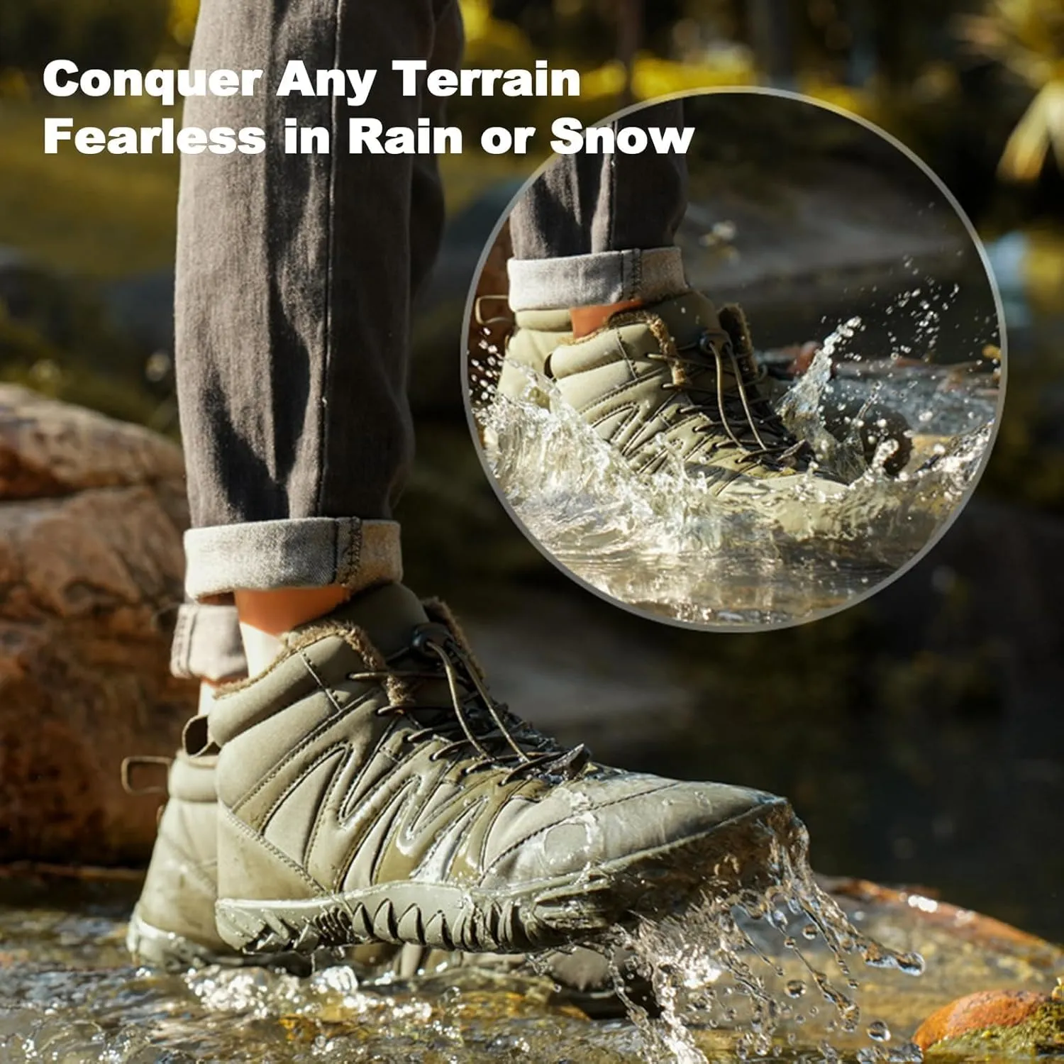 Hike Winter Footwear Waterproof Barefoot Boots Shoes,Non-Slip Walking Hiking Boots for Women Men Trail Running Shoes