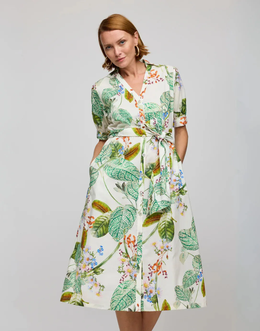 HINSON WU - LUCA ELBOW SLEEVE BOTANICAL PRINT DRESS