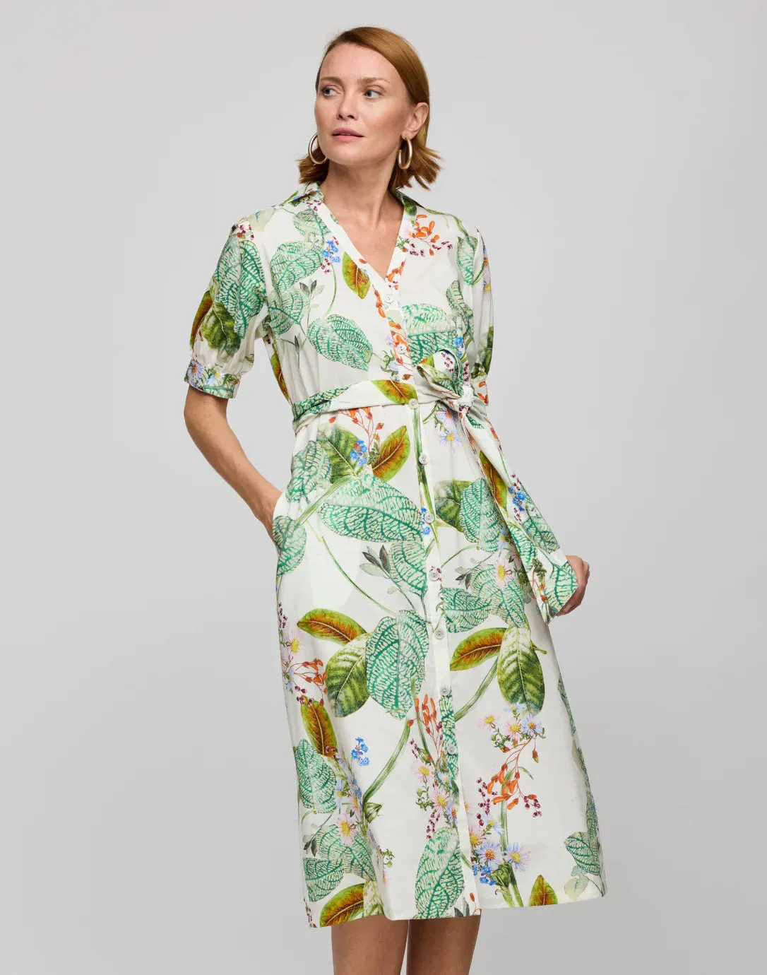 HINSON WU - LUCA ELBOW SLEEVE BOTANICAL PRINT DRESS