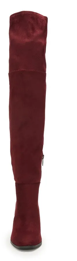 Vince Camuto TAPLEY Burgundy Stretch Suede Rounded Toe Over the Knee Dress Boot