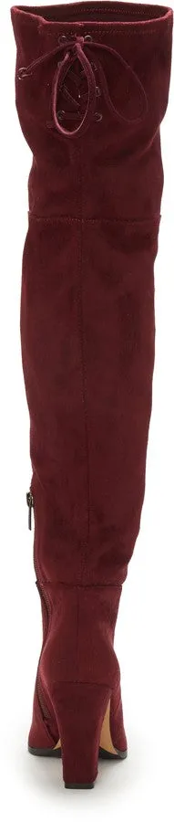 Vince Camuto TAPLEY Burgundy Stretch Suede Rounded Toe Over the Knee Dress Boot